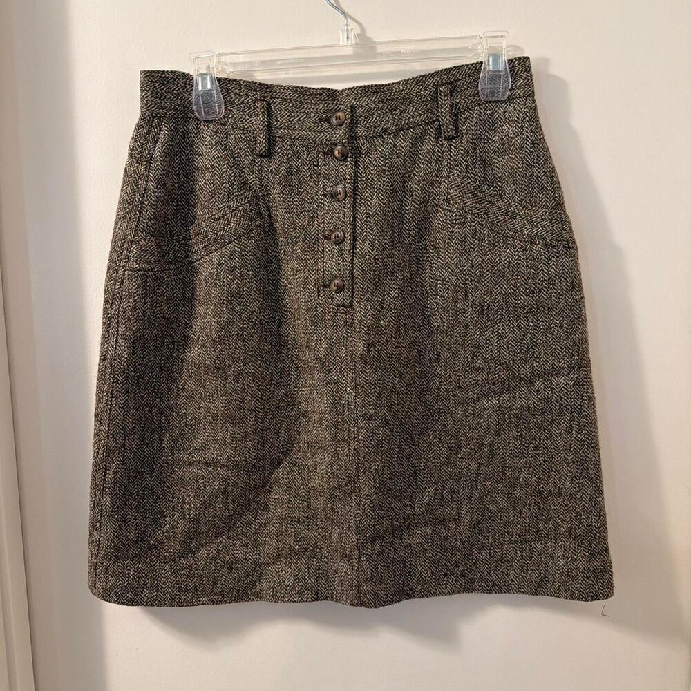 Vintage 90's Lizwear -claiborne Women's Wool Tweed Brown Skirt